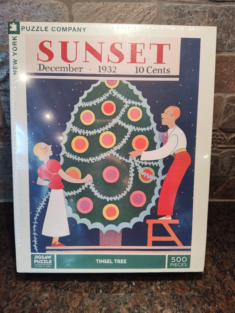 New York Puzzle Company Sunset Magazine 'Tinsel Tree' 500-Piece Jigsaw Puzzle